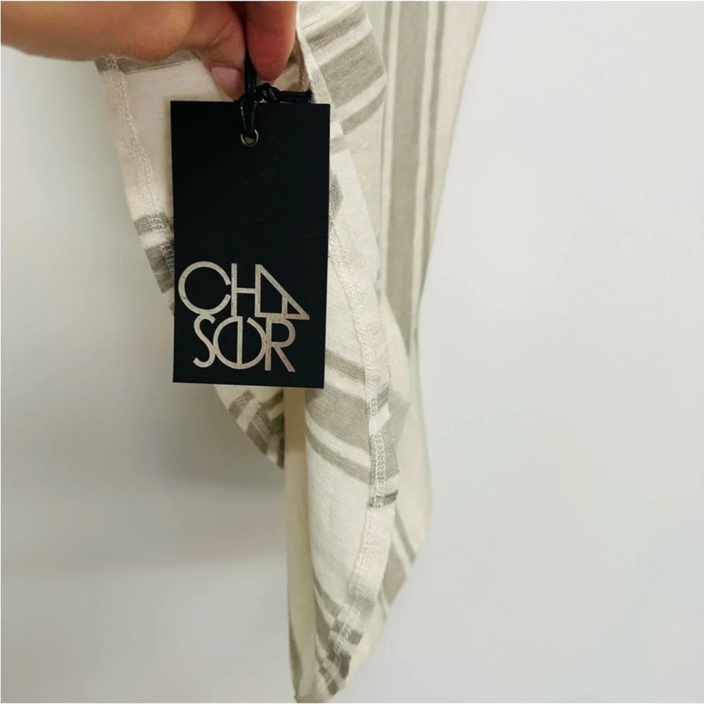 Chaser size medium sleeveless top, off white and sage green, cute back detailing